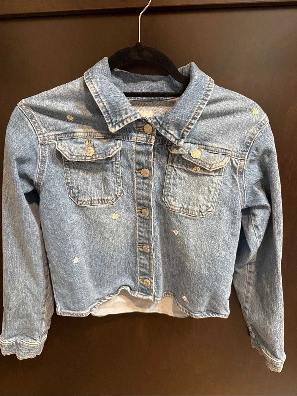 Cat & Jack Light Blue Denim Jacket with Daisy Embroidery